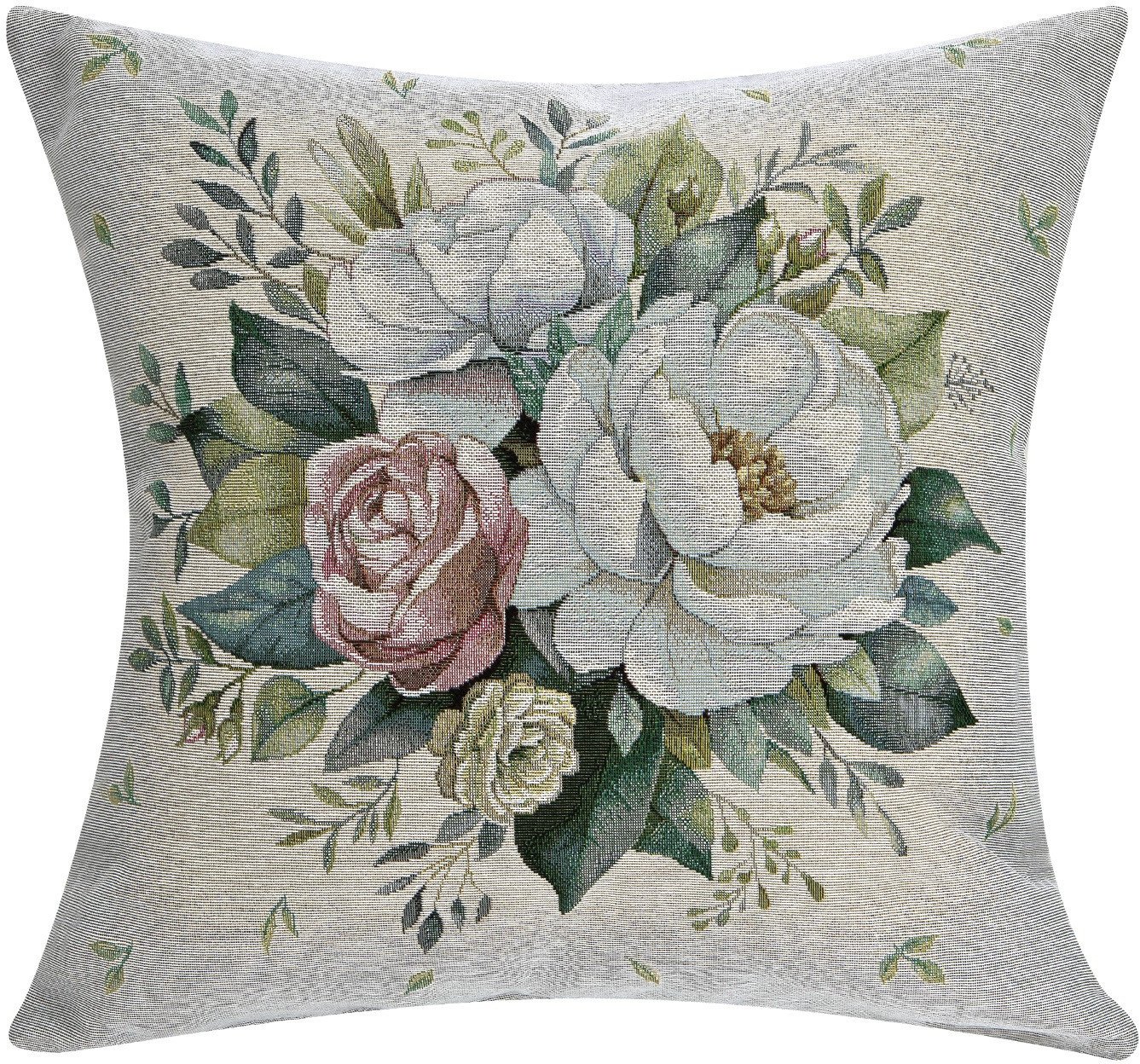 Poszewka dekoracyjna 45x45 cm Biała Piwonia 1372A