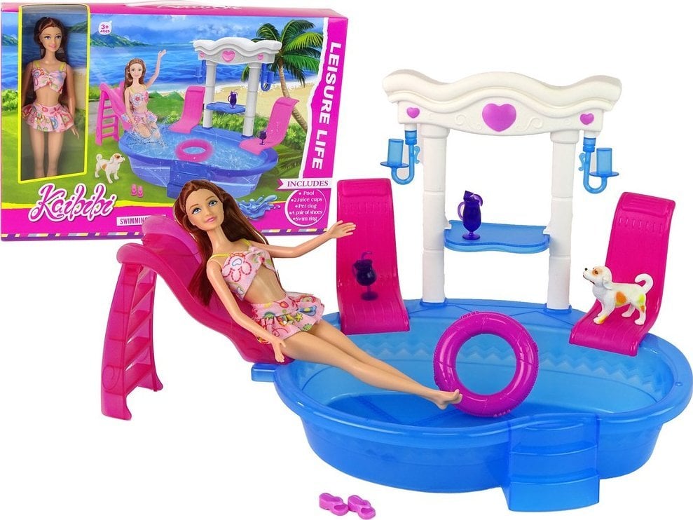 LeanToys Lalka Dla Dzieci Akcesoria Basen Zjeżdżalnia LEAN Toys