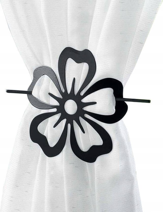 Douceur d`Interieur Spinka do zasłony czarna KWIAT, 1 sztuka