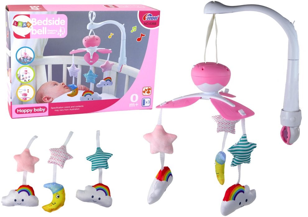 Karuzela Do Łóżeczka Klips Uniwersalny Pluszowe Zawieszki Różowa