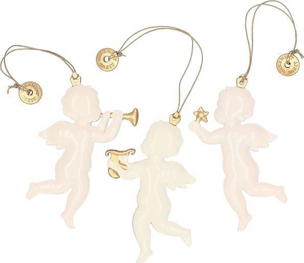 Springos Świąteczne zawieszki 7cm metalowe aniołki zestaw 3 szt. kremowy UNIWERSALNY