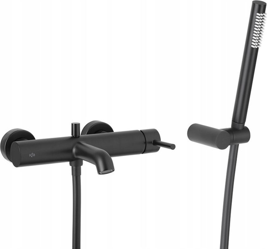 Bateria wannowa KFA BATERIA MOZA WANNOWA ŚCIENNA, POZIOMA, BLACK Z KOMPLETEM NATRYSKOWYM PUNKTOWYM PREMIUM