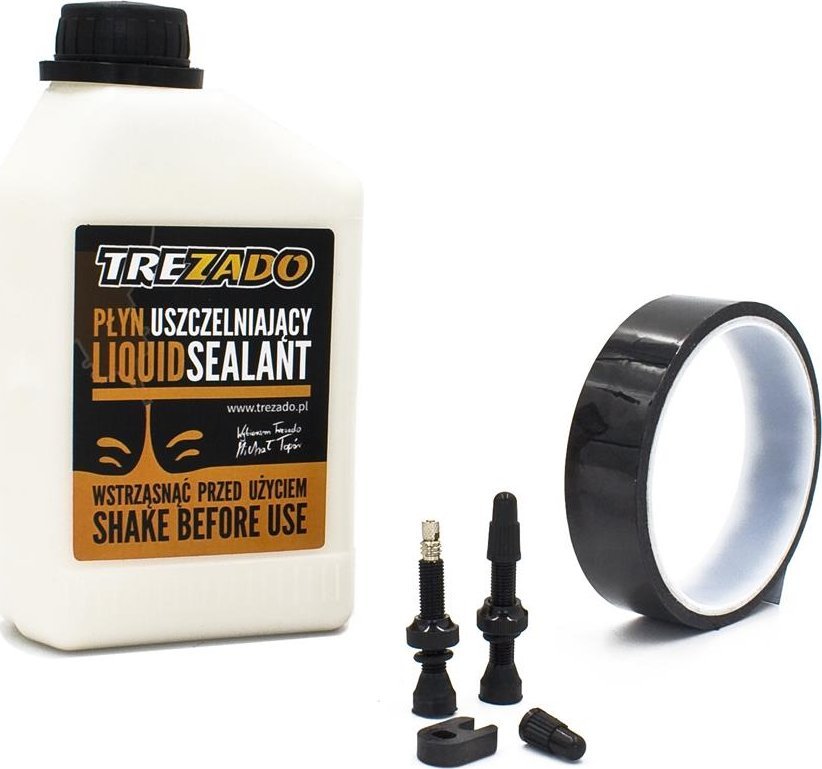 Kompletny zestaw do konwersji kół na system bezdętkowy Trezado - czarne zawory, taśma 31 mm