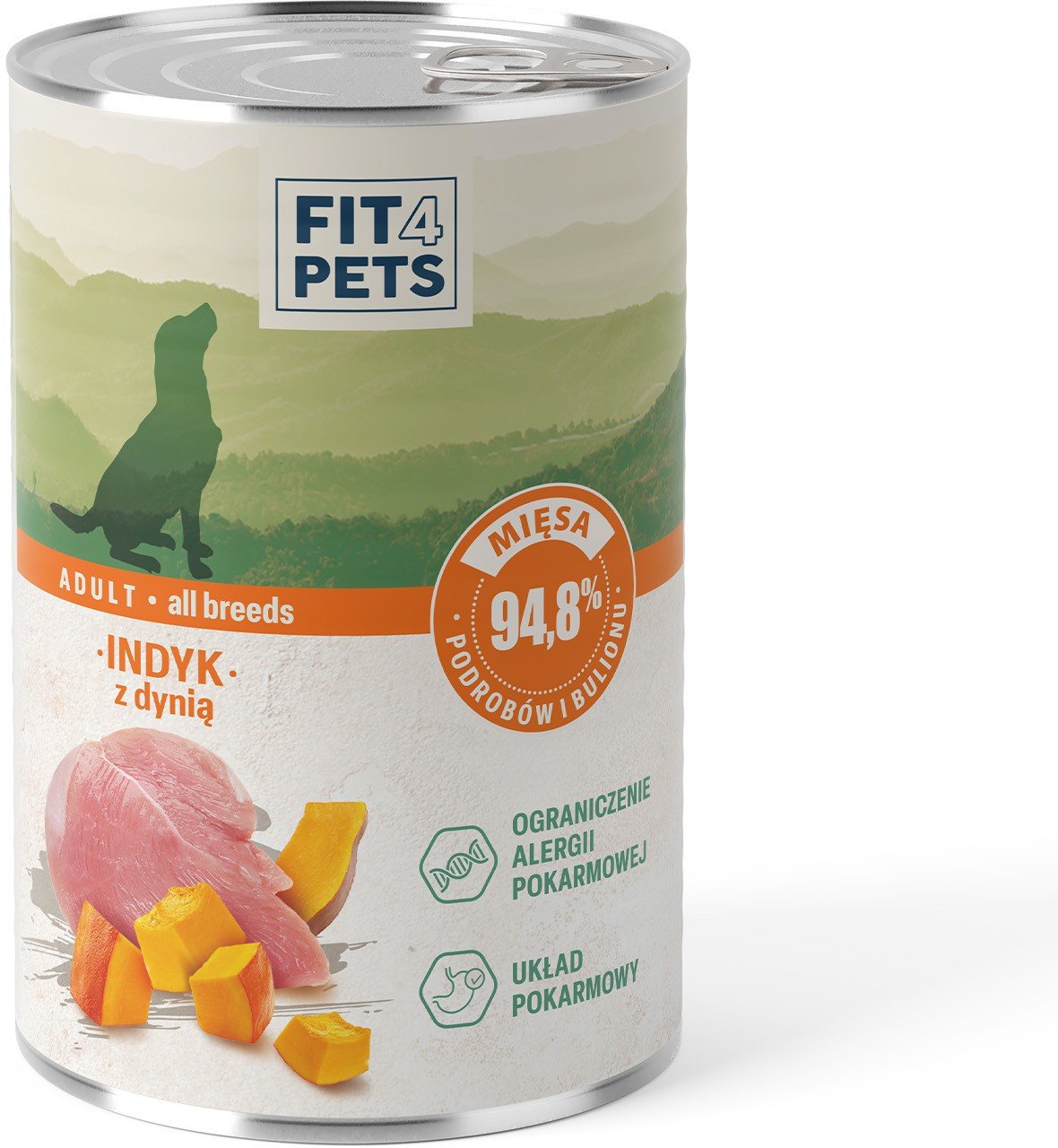 Karma dla psa pełnoporcjowa Fit4Pets indyk z dynią 400g 1 szt.