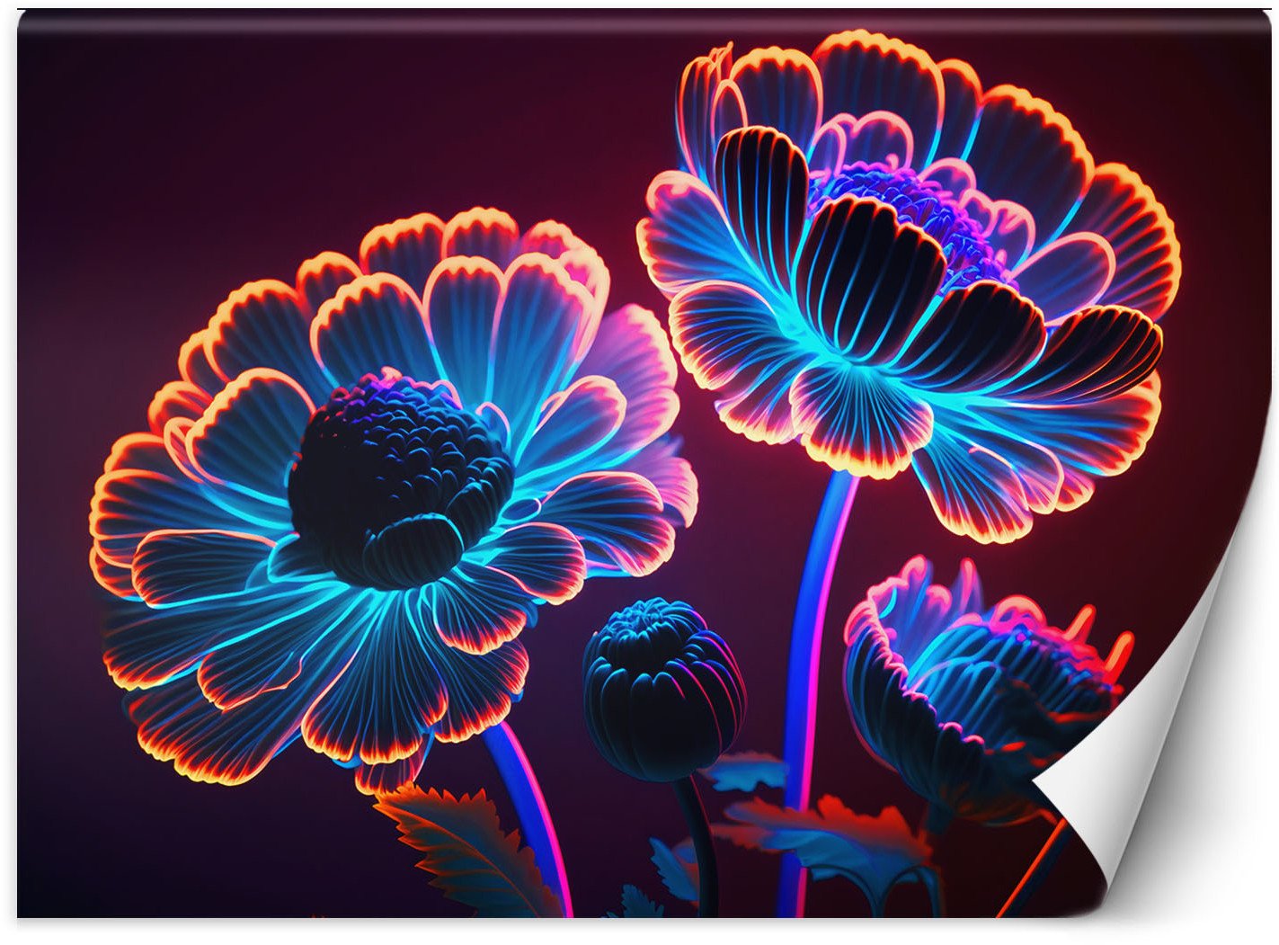 Feeby Fototapeta Neonowe pączki kwiatów 100x70 small