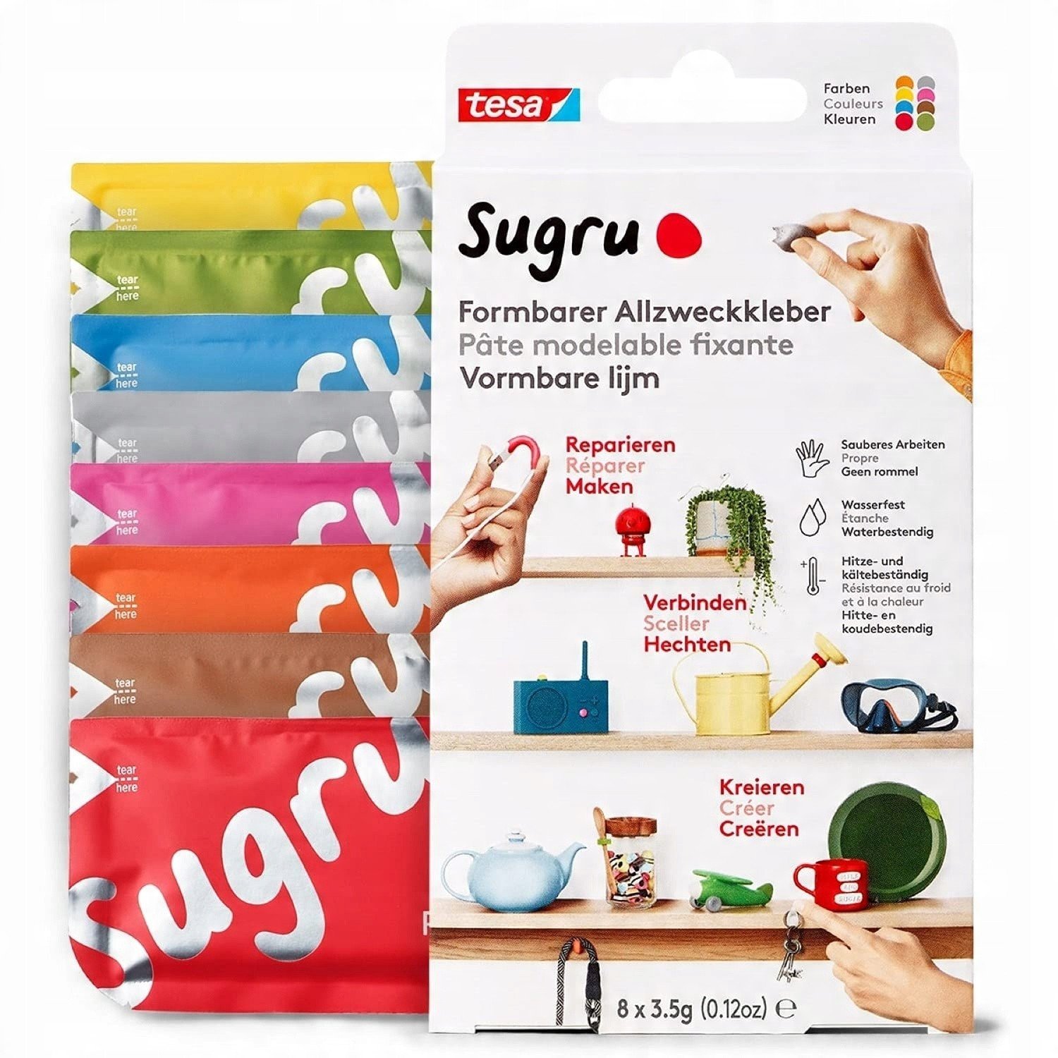 tesa Sugru formbarer Allzweckkleber 8er Multicolor