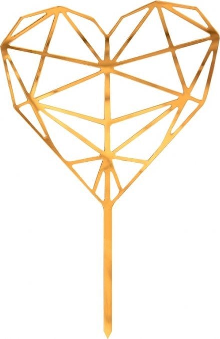 GoDan Dekoracja akrylowa na tort diamentowe serce złota