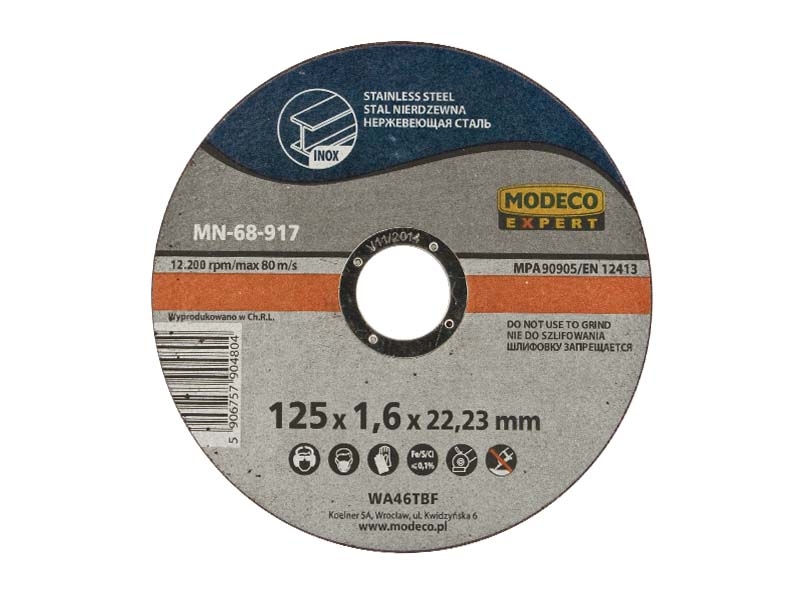 Modeco Ściernica do cięcia stali nierdzewnej 125mm 25szt. - MN-68-917