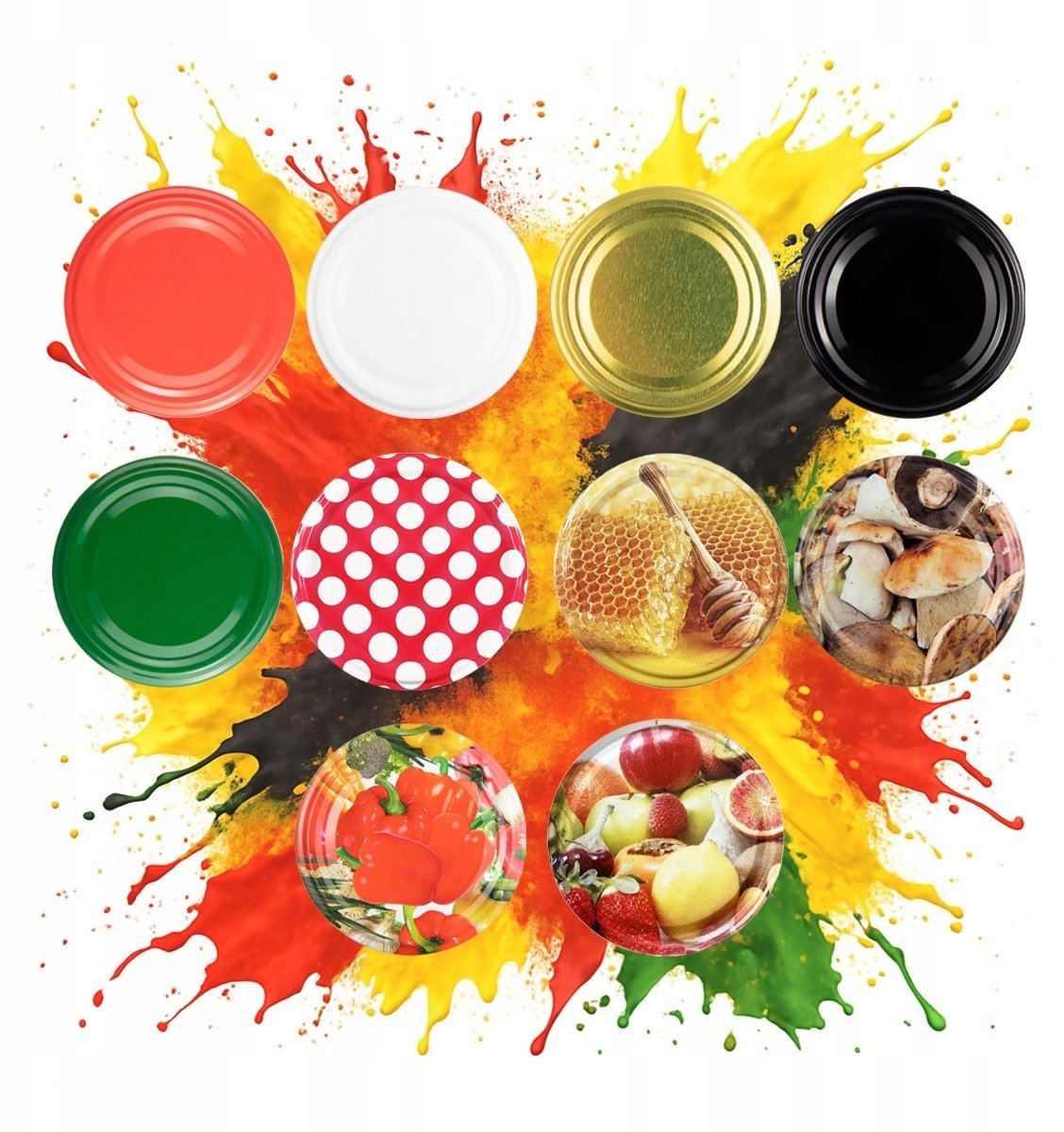 150x WIECZKA FI 66 KOLORY ZAKRĘTKI NA SŁOIKI