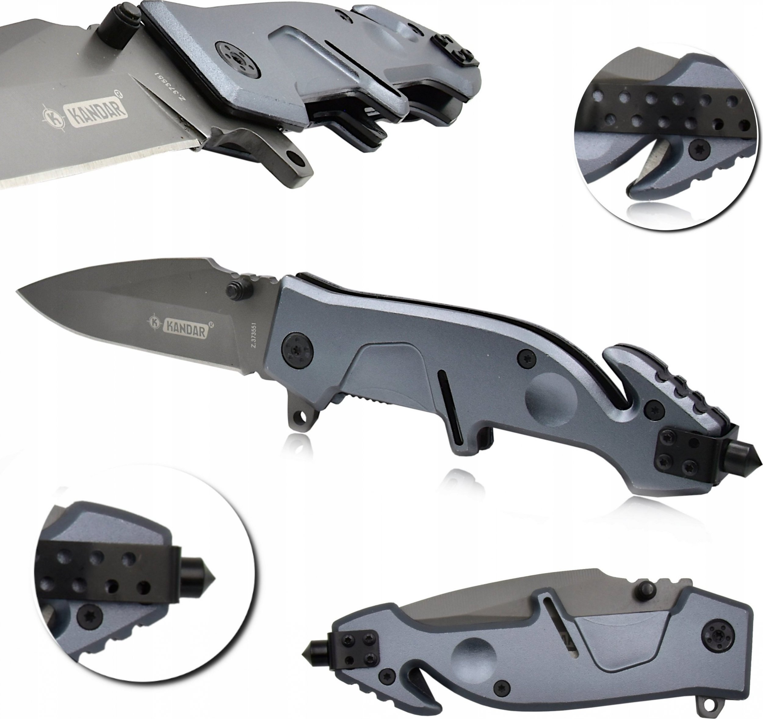 Kandar Nóż RATOWNICZY Scyzoryk Składany Zbijak TAKTYCZNY