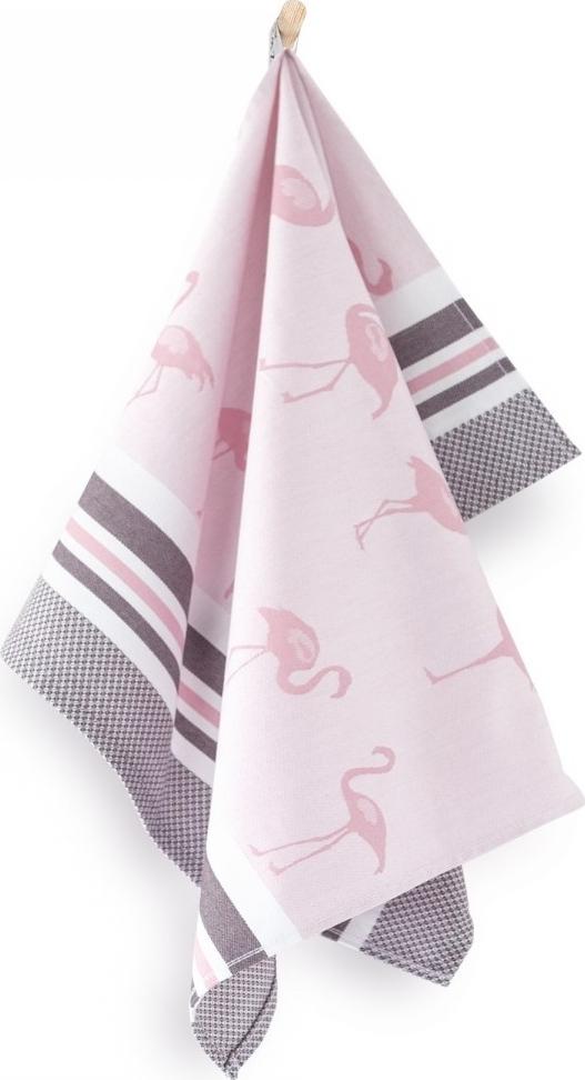 Zwoltex Ściereczka kuchenna bambus 50x70 Flamingi różowa Zwoltex