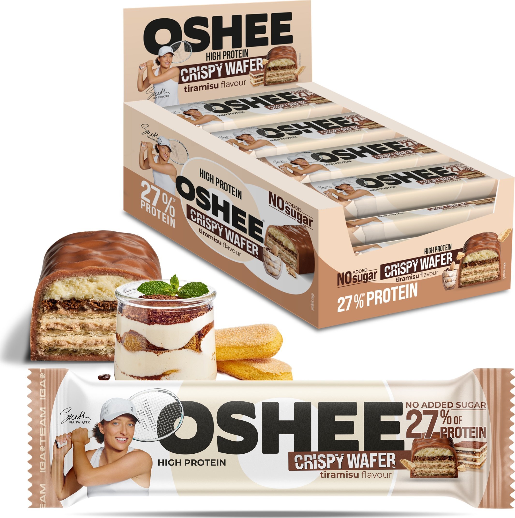Oshee 12x OSHEE Crispy baton proteinowy tiramisu 37 g
