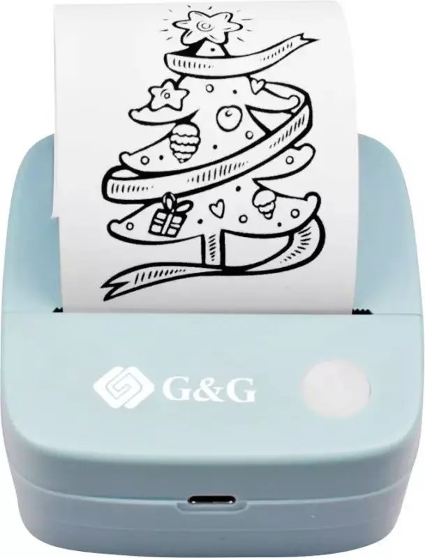 Drukarka etykiet G&G Mini Thermodrucker GA-SD001BL jasnoniebieski - w tym 4 rolki