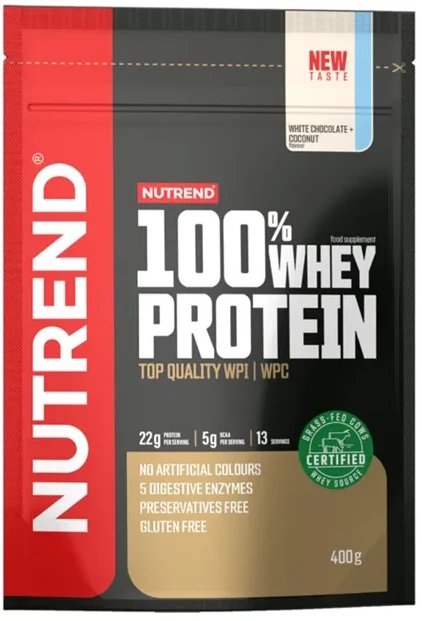 Nutrend - Odżywka Białkowa 100% Whey Protein, Biała Czekolada + Kokos, Proszek 400g