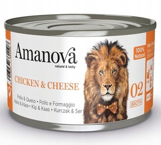 Amanova Kot Chicken & Cheese w bulionie puszka 70g