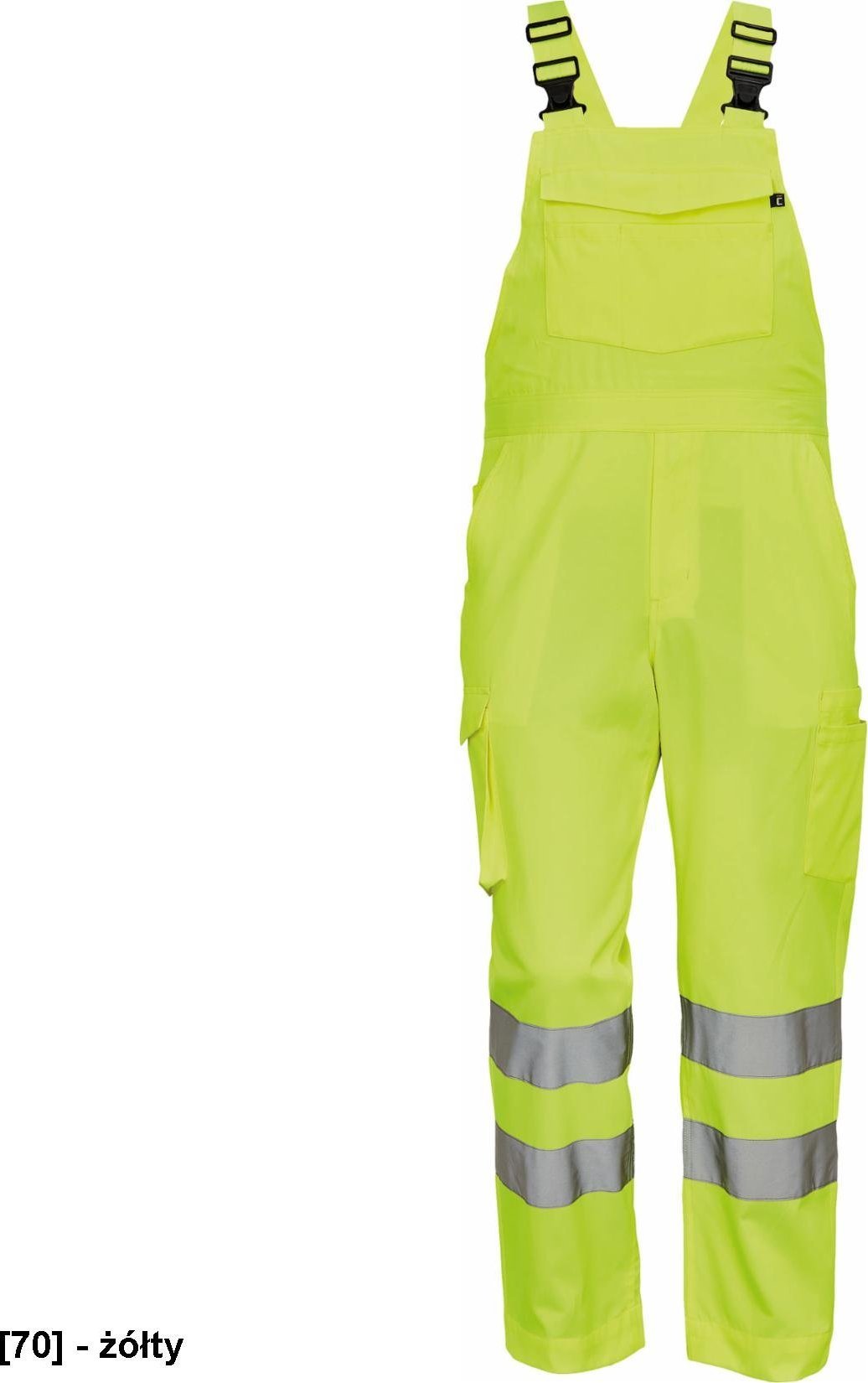 CERVA GANDIA HV spodnie ogrodniczki z taśmami odblaskowymi posiadające elastyczne szelki z plastikowymi klamrami - żółty 46
