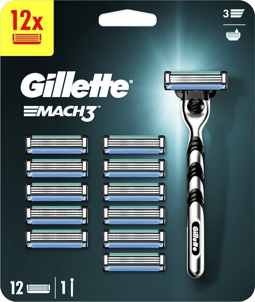 Gilette Zestaw Gillette Mach3 - Maszynka do golenia dla mężczyzn + 12 ostrzy wymiennych