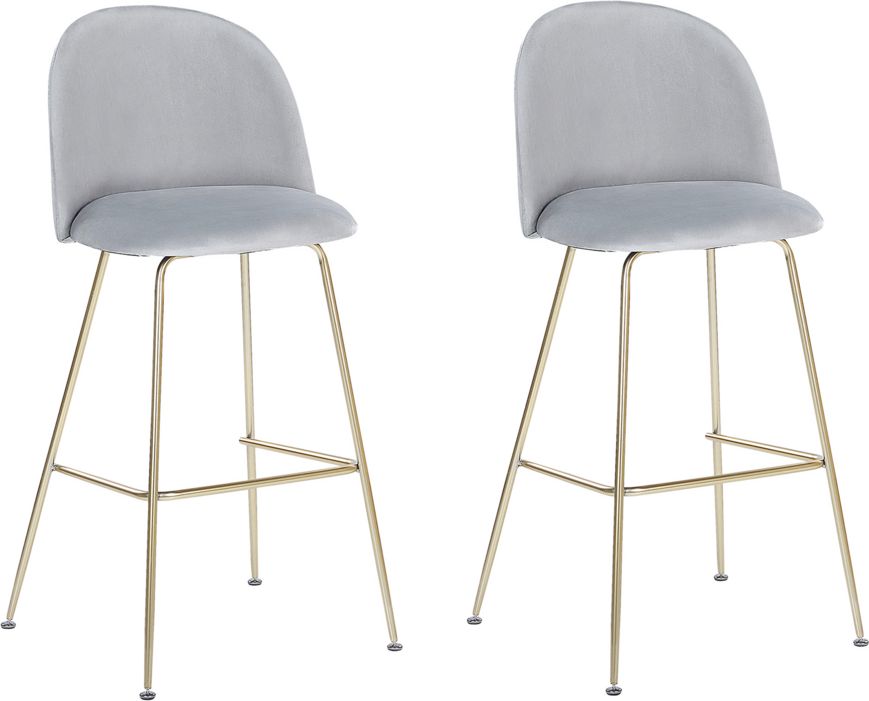 Beliani Zestaw 2 krzeseł barowych welurowy szary ARCOLA