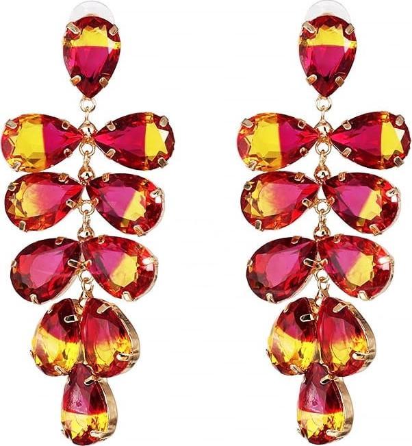 KOKONET kolczyki długie grona ŻÓŁTE fuksja WISZĄCE balowe