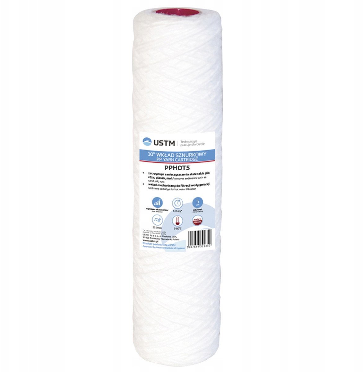 USTM wkład sznurkowy do gorącej wody 10" 5 mikronów PP5M-HOT