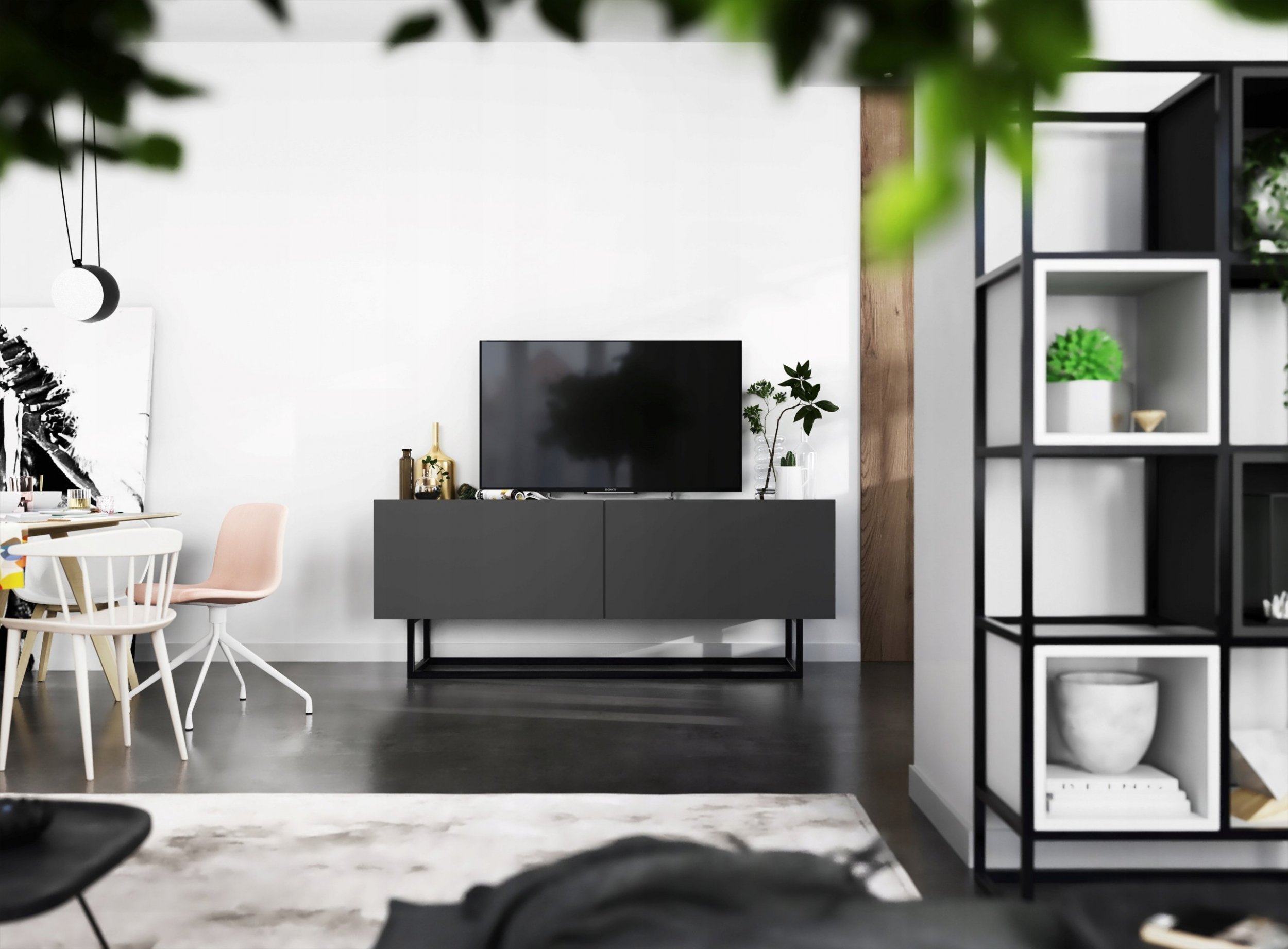 Meble Lindner Szafka RTV Loft Industrialna komoda grafit 120 cm