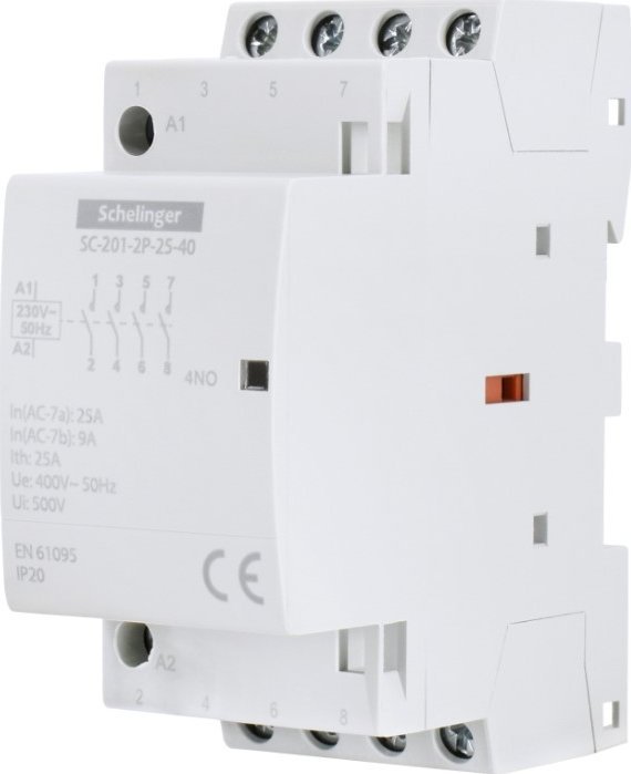 Stycznik Modułowy Sc201 2P 25A Typ 40 (4No + 0Nc) A62-Sc-201-2P-25-40 Bemko