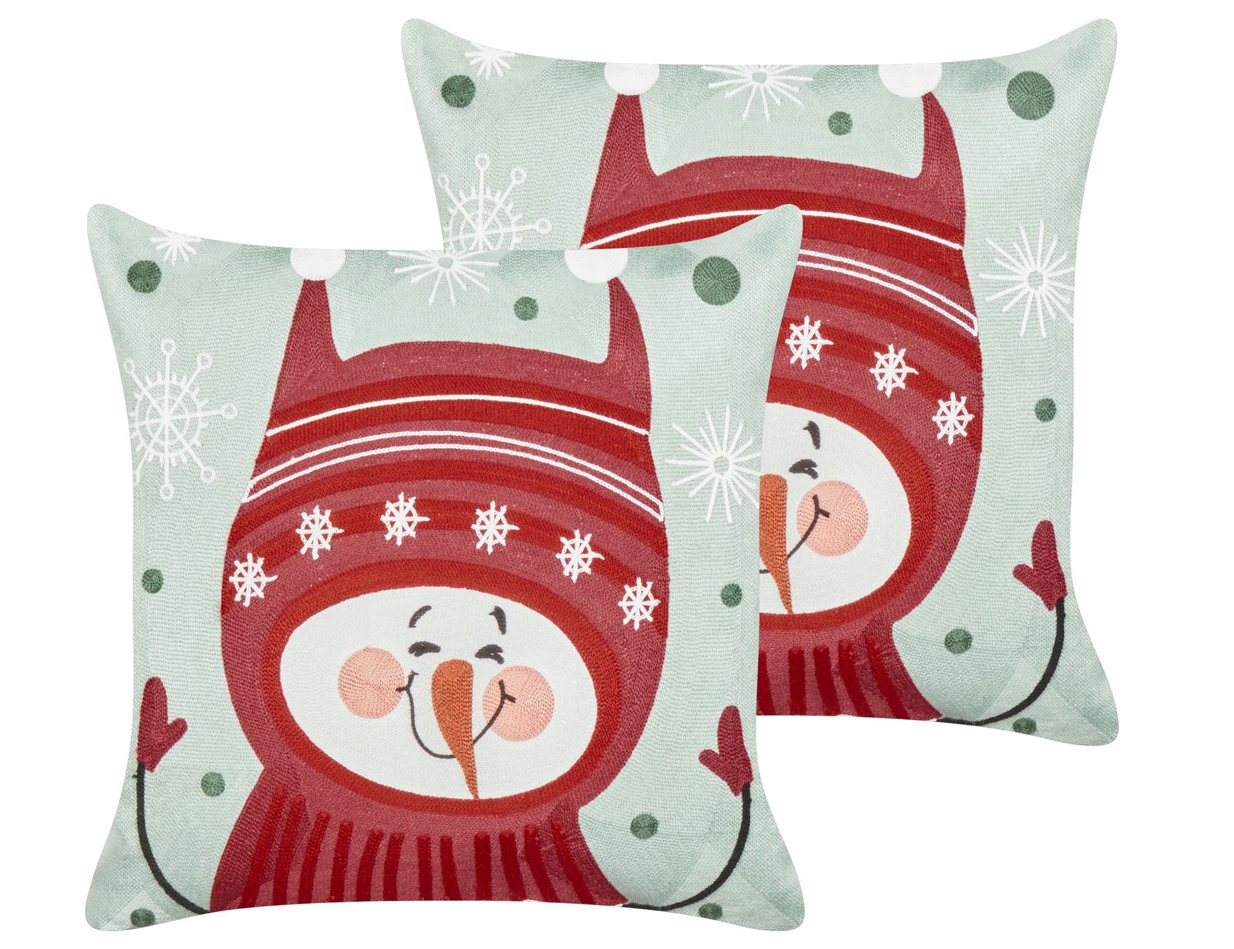 Beliani Zestaw 2 poduszek dekoracyjnych CUPCAKE Bawełna 45 x 45 cm Czerwony Wzór świąteczny