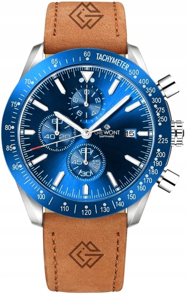 Zegarek Giewont Zegarek Męski Chronograph Sapphire Brązowo-Niebieski GW8720-A2