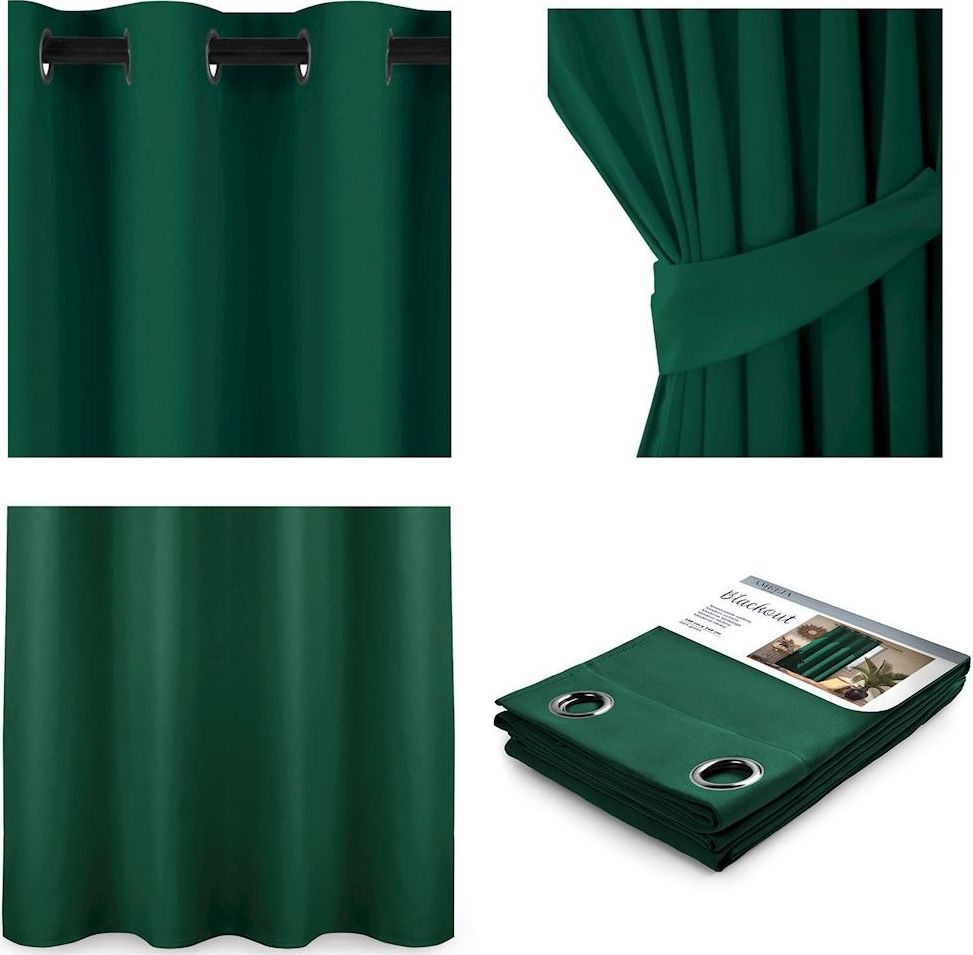 AmeliaHome CURT/AH/BLACKOUT/EYELETS/D.GREEN/140X245/1PC