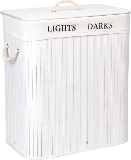 Kosz na pranie Gockowiak Kosz bambusowy 2 komorowy biały