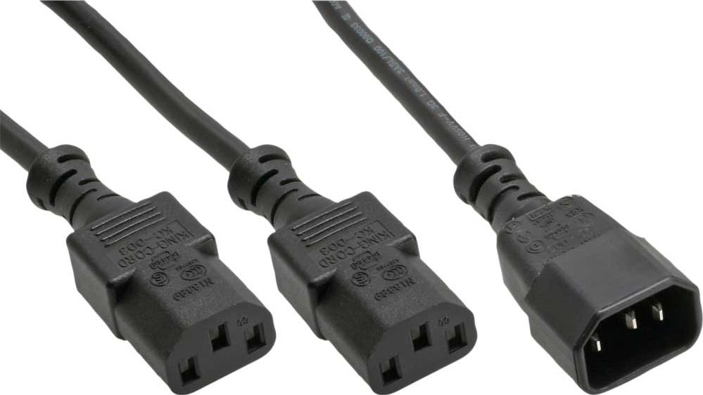 Kabel zasilający InLine InLine Power Kabel zasilający koniczynka Typ F 1x IEC-C14 do 2x IEC-C13 5m