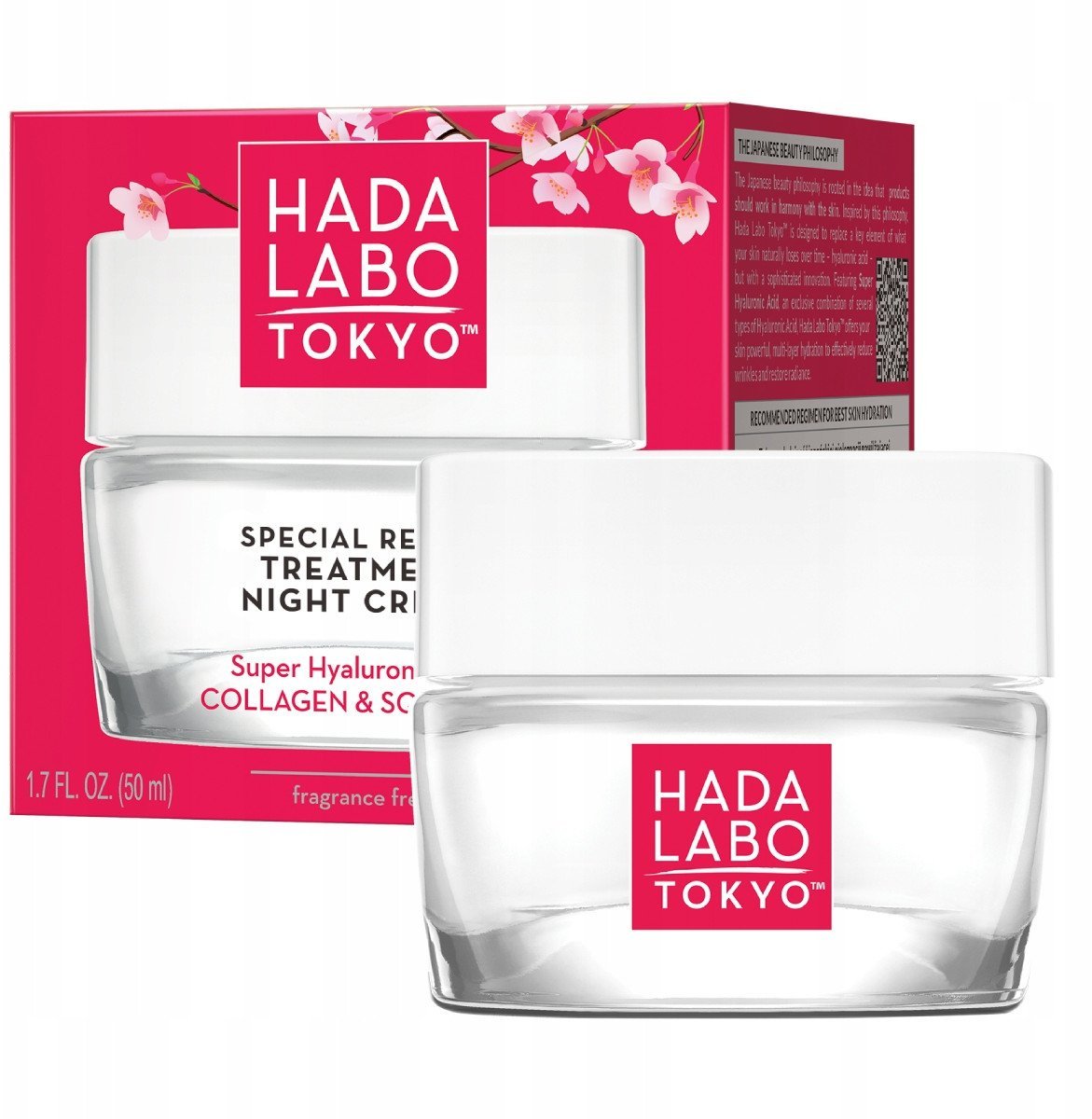 Hada Labo Tokyo, Special Repair, Hyaluronic Acid & Collagen, Repairing, Night, Cream, Face, 50 ml For Women
