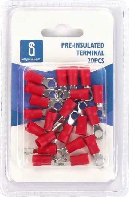 Aigostar Końcówka oczkowa izolowana RV2-4 czerwona 20 szt./opakowanie Końcówka oczkowa izolowana RV2-4 czerwona 20 szt./opakowanie