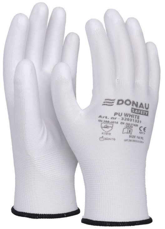 Rękawice Donau Safety PU White rozm.10 białe