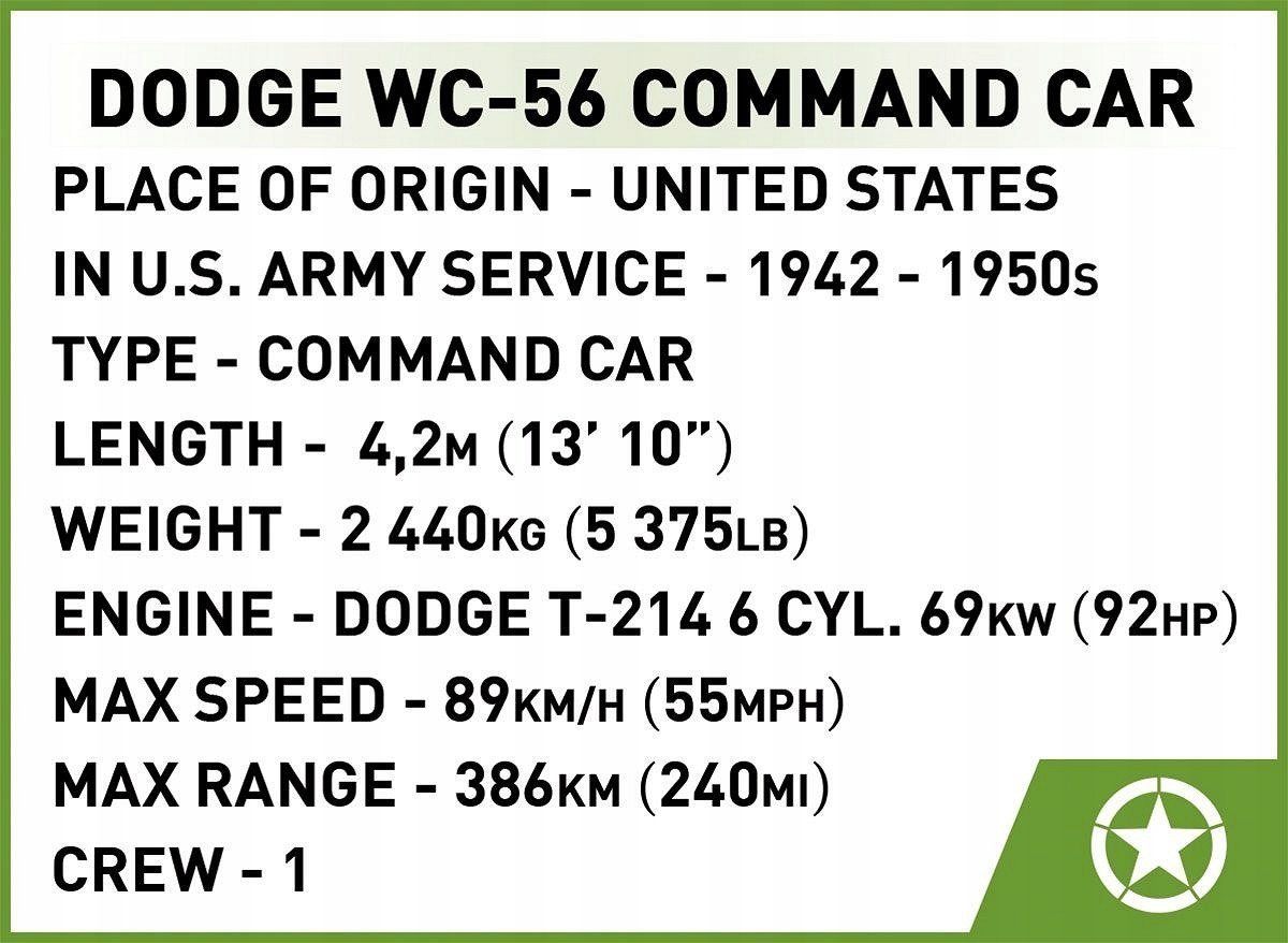 Cobi Klocki Dodge WC-56 Command Car