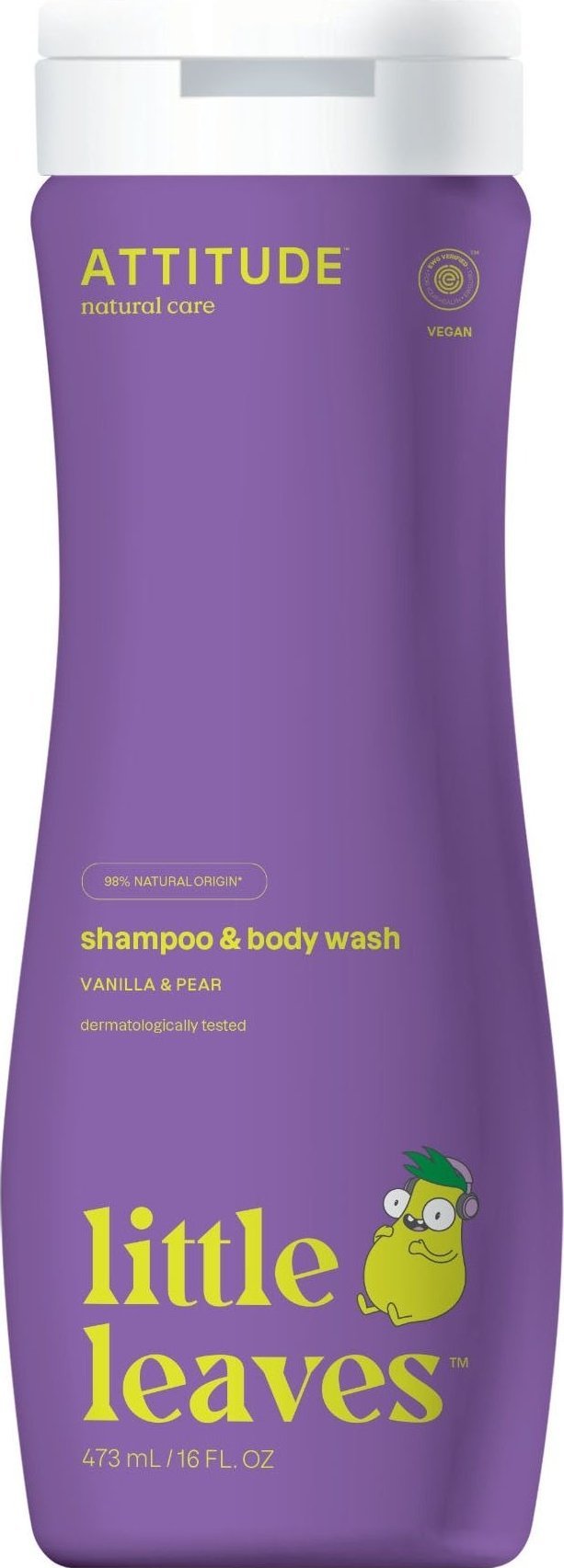 Attitude Attitude, Little Leaves, Płyn do mycia i szampon 2w1, Gruszkowy Nektar i Wanilia, 473 ml