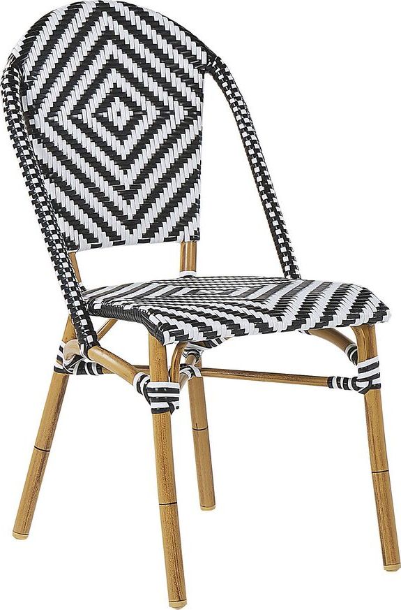Beliani Zestaw 4 krzeseł ogrodowych wzór czarno-biały RIFREDDO