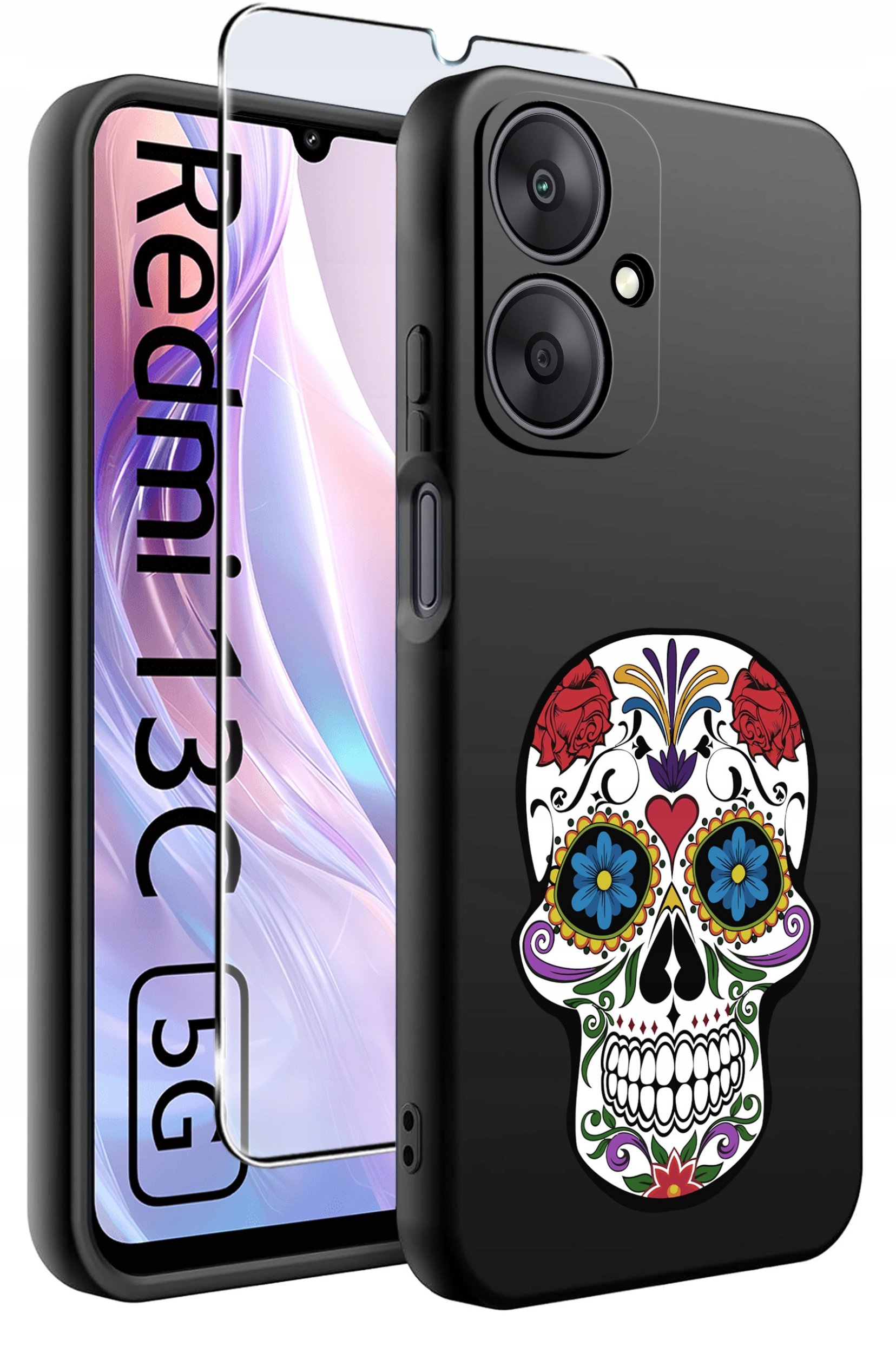 ETUI do Xiaomi Redmi 13C 5G WZORY |SILIKONOWE MATT CASE +SZKŁO HARTOWANE 9H