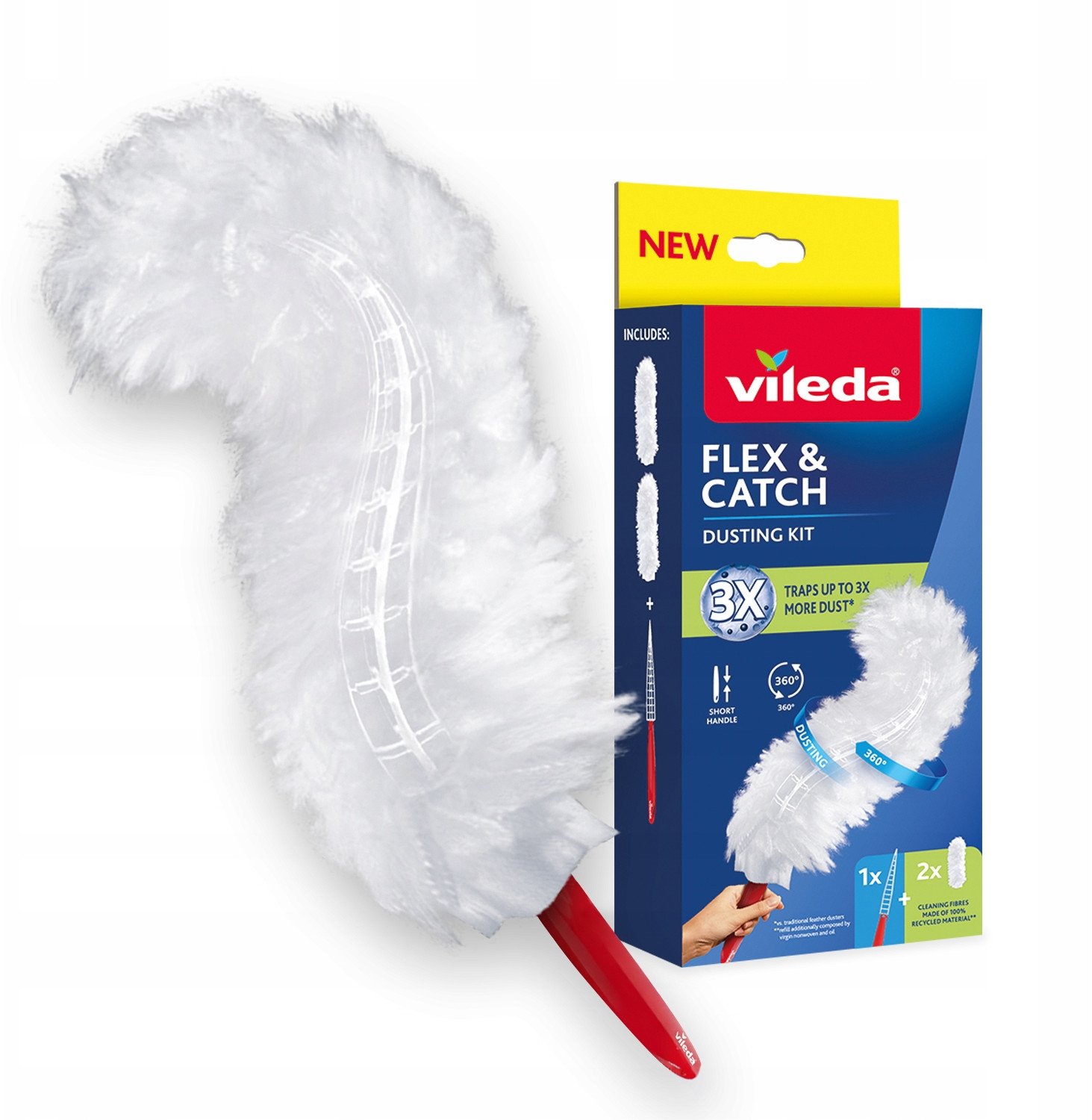 Vileda Miotełka do kurzu z krótką rączką + 2 wkłady Flex & Catch