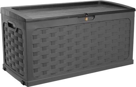 Skrzynia ogrodowa Coil Coil skrzynia ogrodowa z siedziskiem czarna pojemność 335l