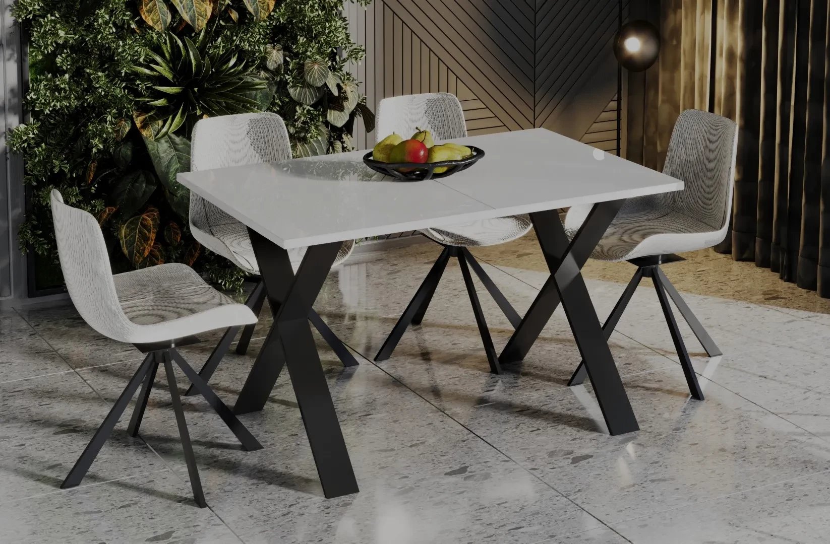 Stół rozkładany X 130(210)x80 biały połysk ENDO