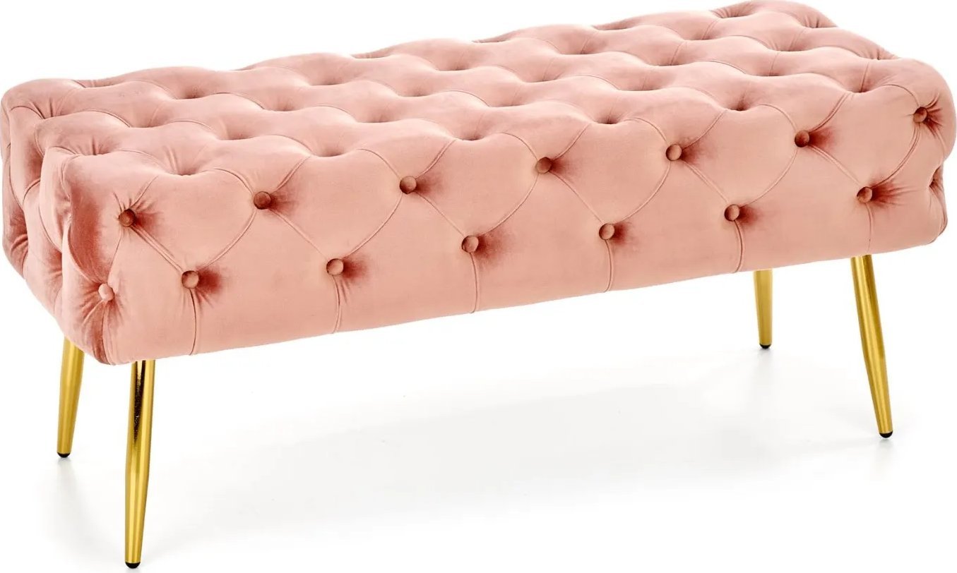 Ławka ATHENA VELVET różowa/złota HALMAR