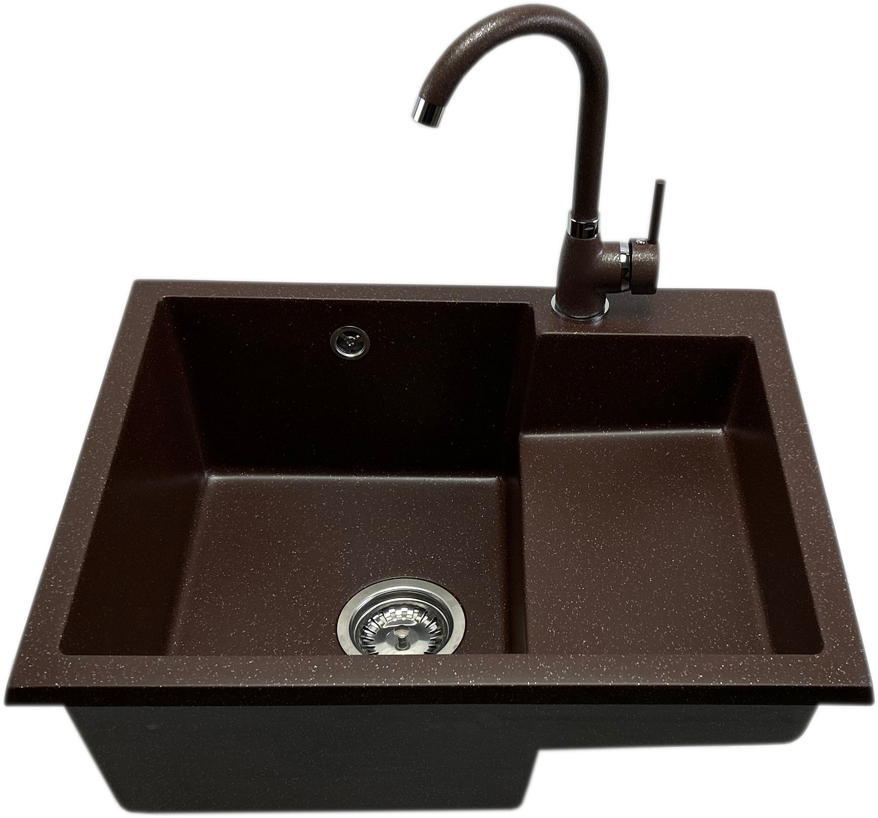 Zlewozmywak jednokomorowy COMAZ brąz metalik + bateria