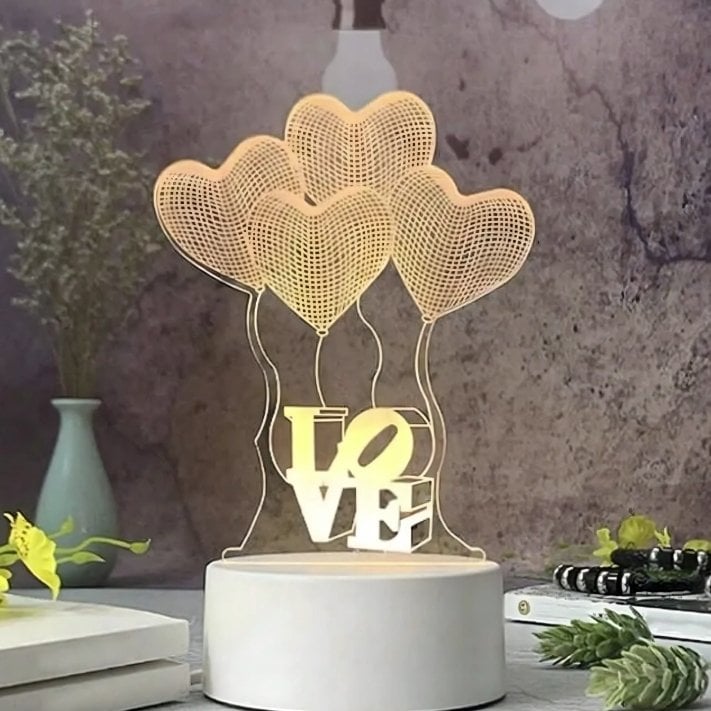 ExtraLink Lampka nocna cztery serca 3D iluzja optyczna do sypialni USB