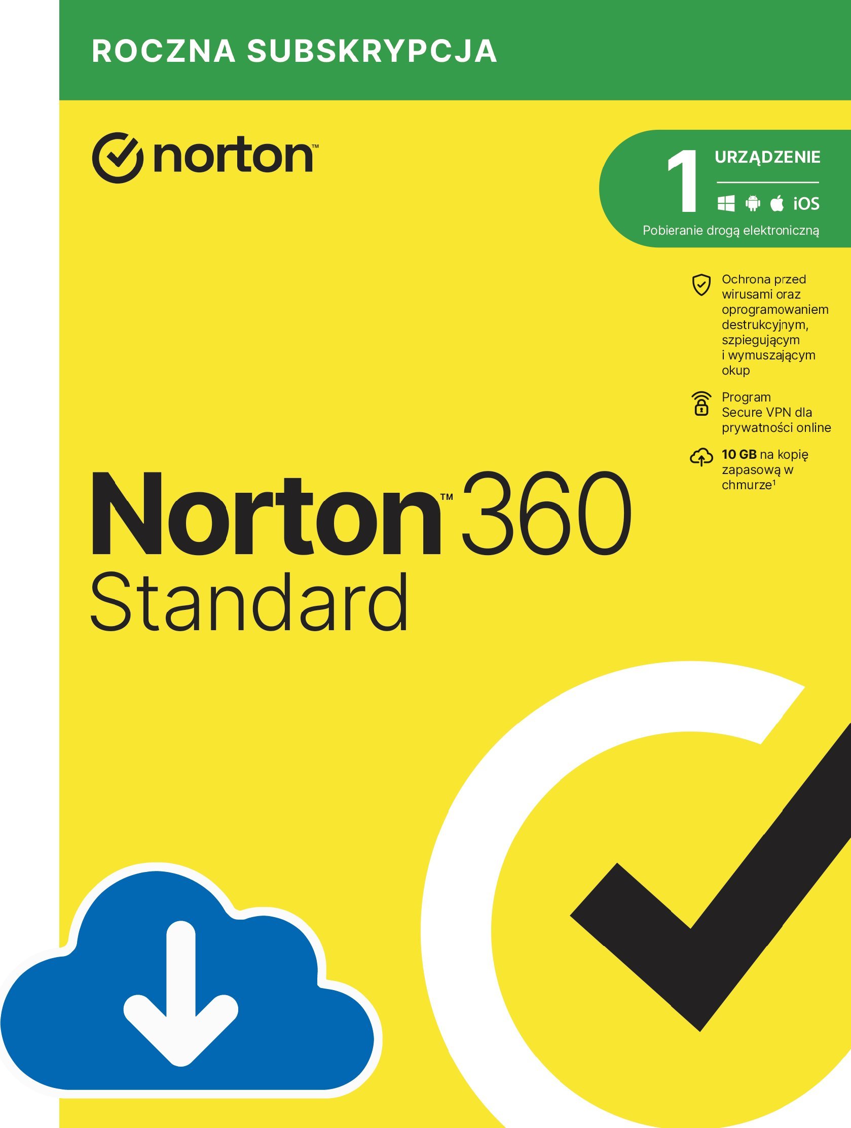 Norton 360 Standard na 1 urządzenie na 24 miesiące (21441595)