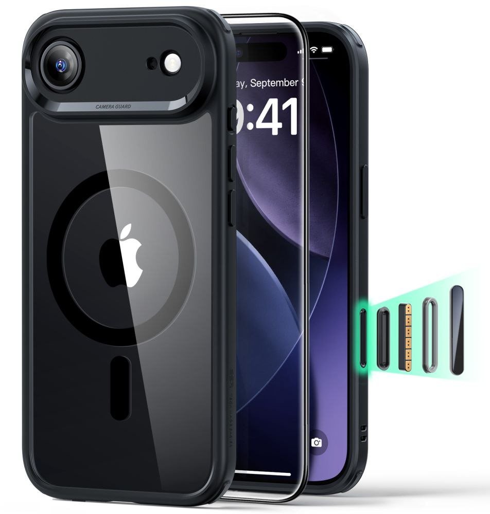 Zestaw ESR etui + szkło na ekran Classic Hybrid MagSafe & Tempered Glass do Apple iPhone 17 Air Clear/black