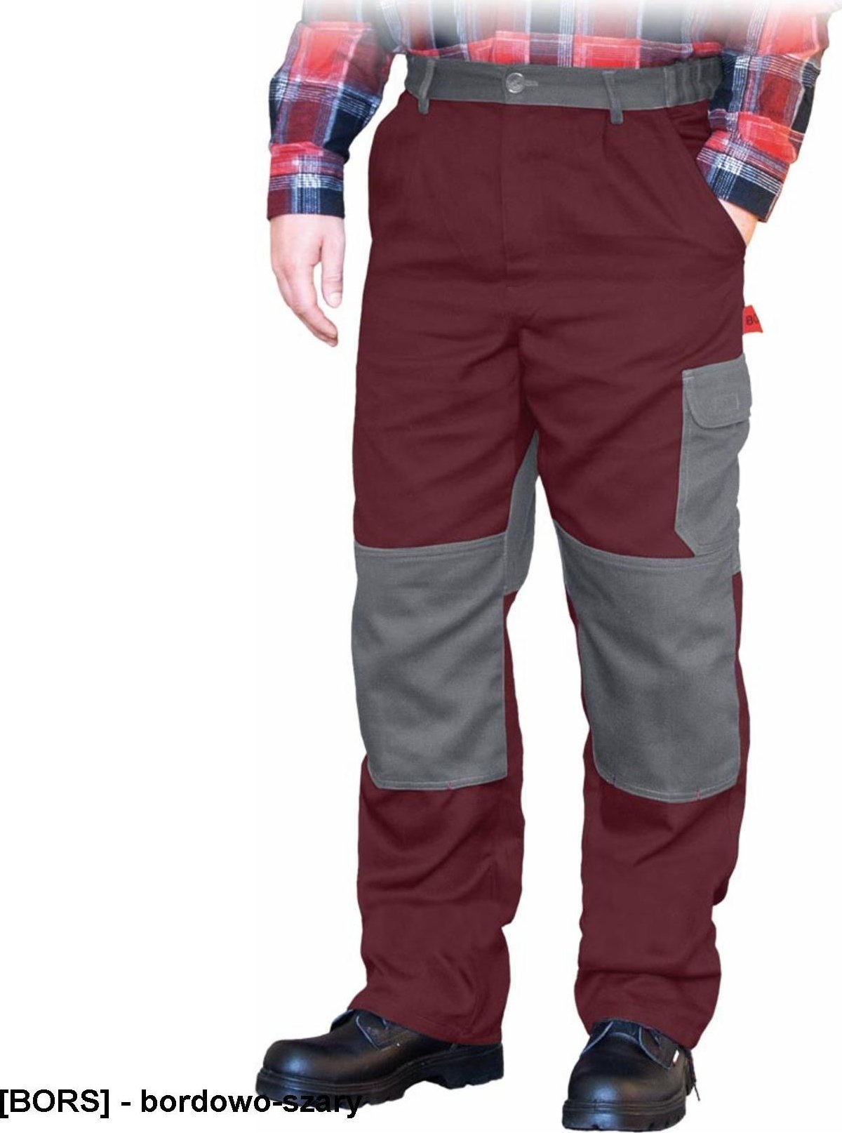 R.E.I.S. BOMULL-T - spodnie ochronne do pasa 100% BAWEŁNY - 7 klolorów - bordowo-szary 46