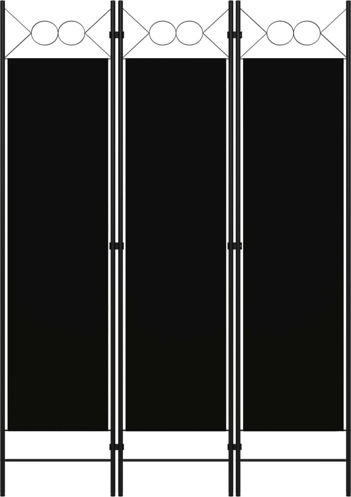 vidaXL Parawan 3-panelowy, czarny, 120 x 180 cm