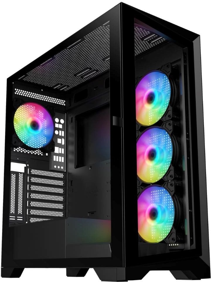 VeinX case GL29AL-BK, ATX, Průhledná bočnice, 4x 120mm ARGB Fan, ARGB Hub, Černá