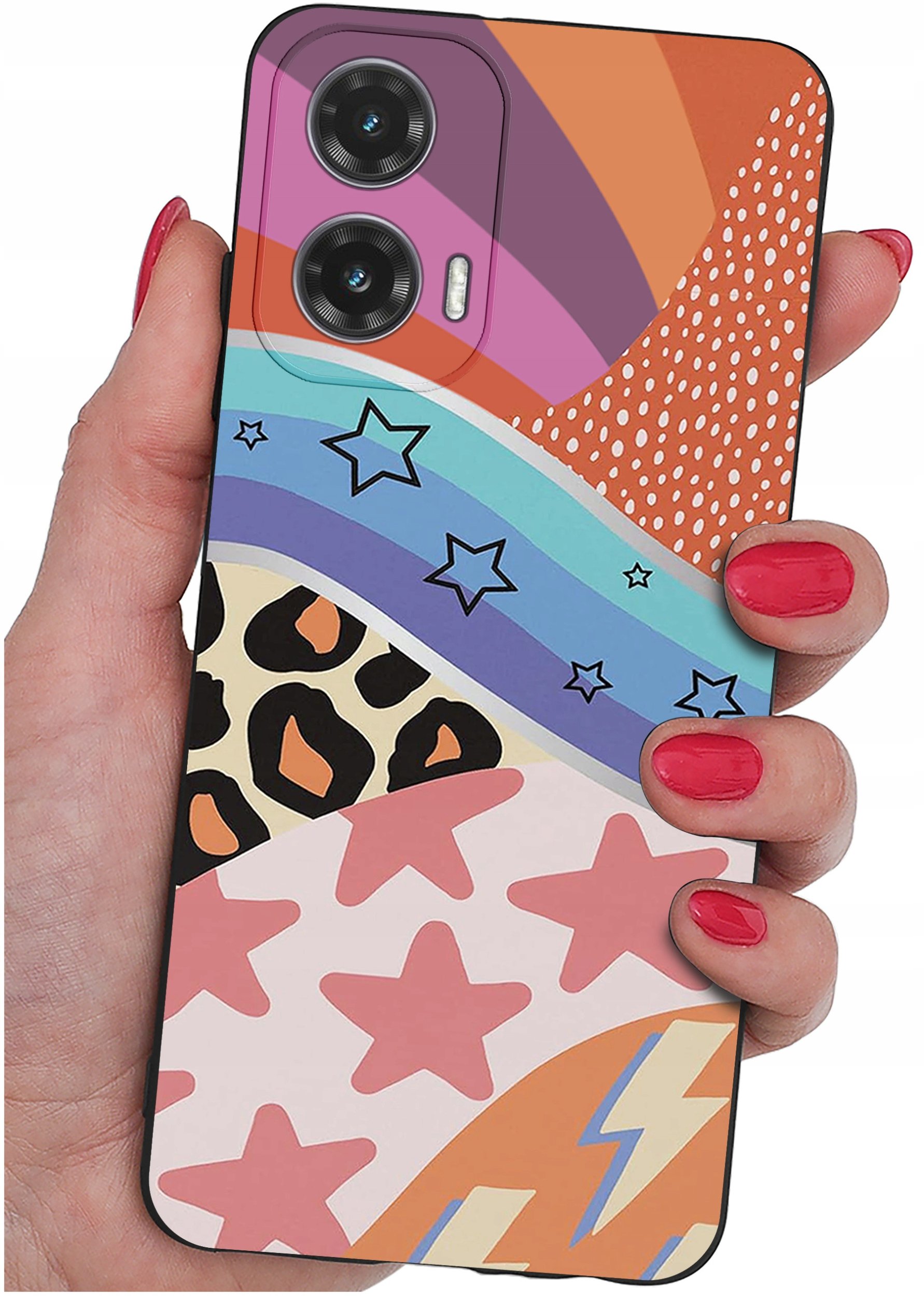 krainaGSM Etui do Motorola Moto G35 5G WZORY SILIKONOWE MATT CASE + SZKŁO 9H